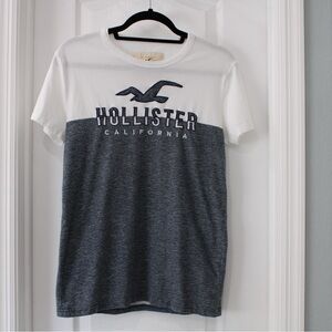 Hollister Men's White and navy T-Shirt